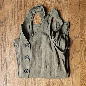 Topshop Buttoned Green Tank Top Size 8